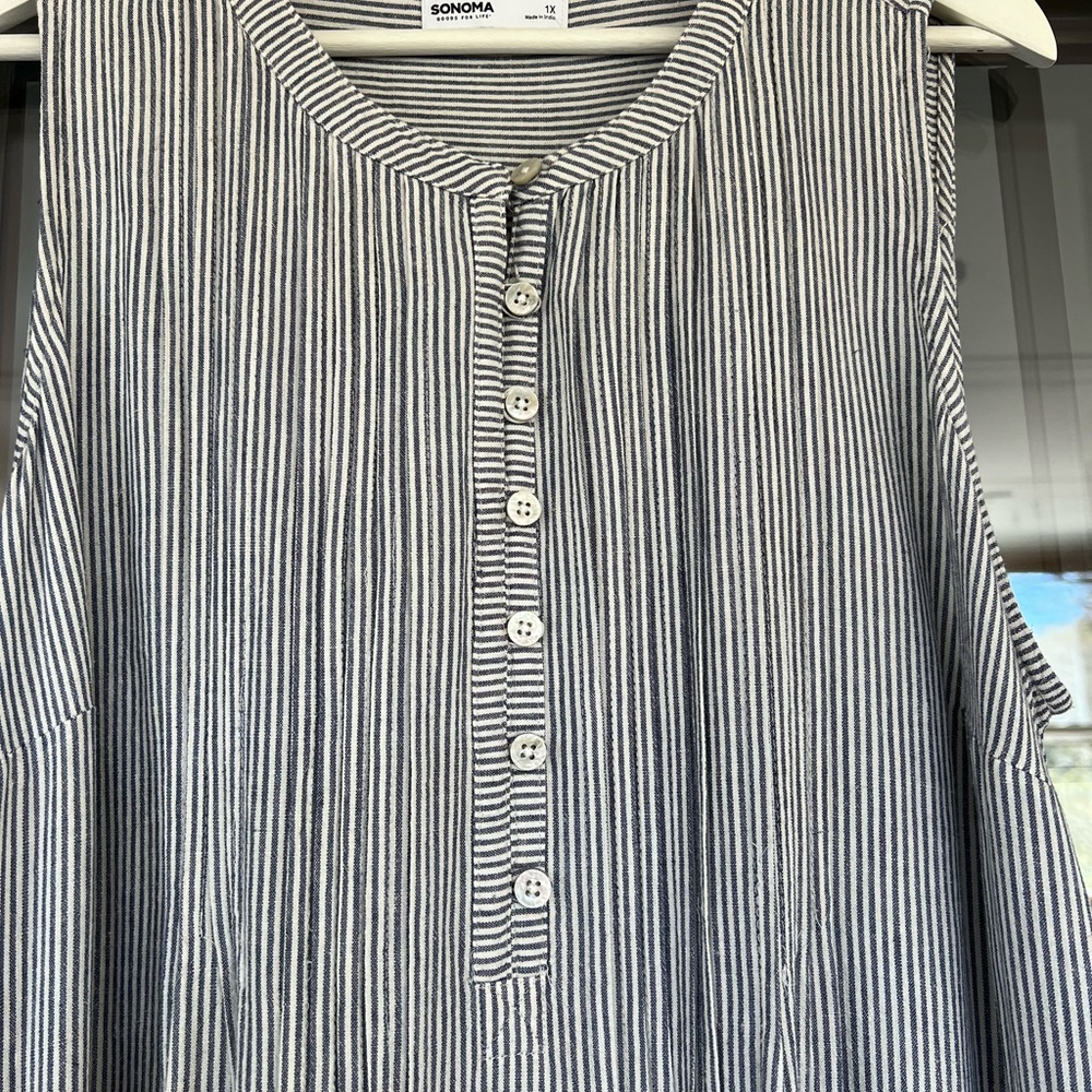 Sonoma Gray and White Striped Dress - Picture 3 of 8